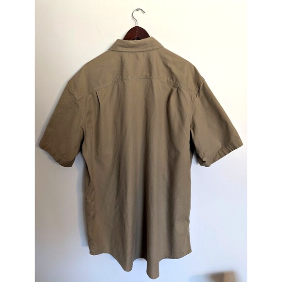 Carhartt Short Sleeve Work Button Canvas Shirt 2XL Tall Mens Tan Light Brown - Picture 2 of 14